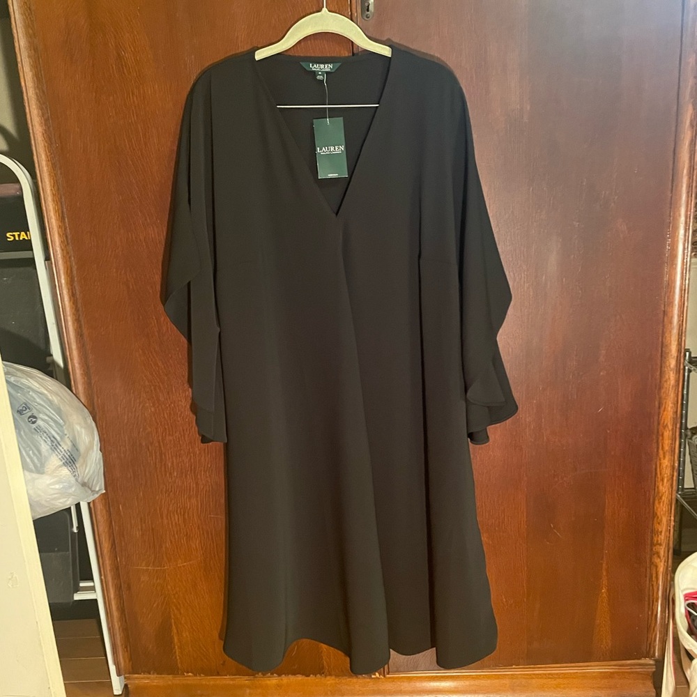 NWT Ralph Lauren dress black summer size 1X XL 16-18 sleeves funeral
